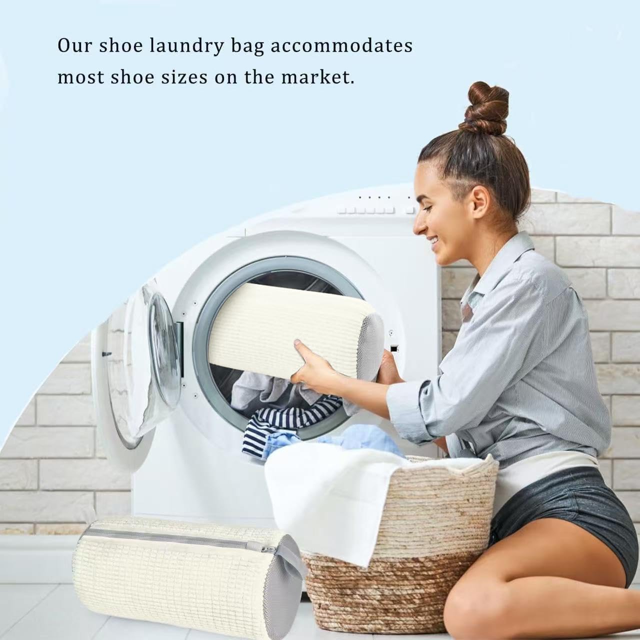 2Pcs Shoe Washing Machine Bag Laundry Shoe Bags for Washing Machine, Shoe Washing Bag Shoe Laundry Bag for Washer and Dryer Reusable Shoe Washing Bags (Grey)