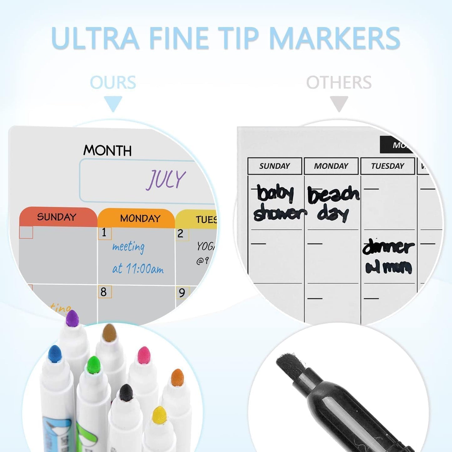 Hivillexun Magnetic Dry Erase Calendar Whiteboard Set (4-Pack) for Home and Kitchen, with Monthly and Weekly Views (16.5” x 11.8”), Magnetic Whiteboard and Daily Planners (12” x 8”) 8 Markers & Eraser