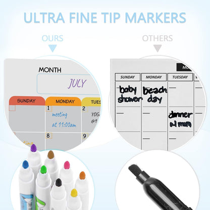 Hivillexun Magnetic Dry Erase Calendar Whiteboard Set (4-Pack) for Home and Kitchen, with Monthly and Weekly Views (16.5” x 11.8”), Magnetic Whiteboard and Daily Planners (12” x 8”) 8 Markers & Eraser