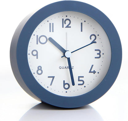 Alarm Clock with Backlight, 4 Inches Cute Analog Round Digital Quartz Clock, Non Ticking, Battery Operated ,Frosted Texture, Simply Design for Living Room, Bedroom ,Bedside, Desk Decorative(Pink)