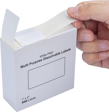 L LIKED Blank White 1 x 2 Inch Dissolvable Labels Food Rotation 3 Rolls | PFAS free, writable on glass/wood/metal/plastic. -40~150°F safe. For boxes inventory, prep info & storage