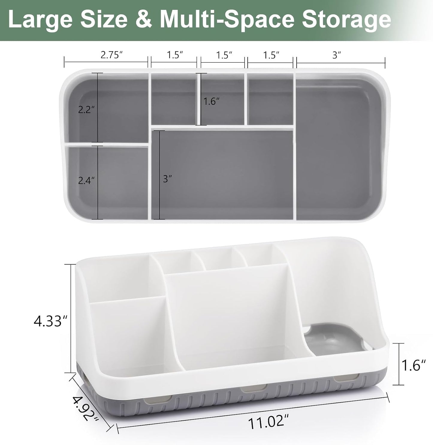 GFWARE Black Toothbrush Holder - 7 Slots Bathroom Organizer Countertop with Drainage Matte Black Electric Toothbrush and Toothpaste Holder for Bathroom Accessories Organization Vanity Sink Storage | Detachable 7 Slots Matte Black Kid Electric Toothbrush