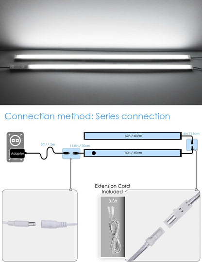 Under Cabinet Lighting LED Motion Sensor Lights Plug in Indoor, 16 inch 500LM 12V Under Counter Super Bright Ultra Thin Magnetic for Kitchen/Closet/Hallway/Toilet/Garage(Cool White/6000K)