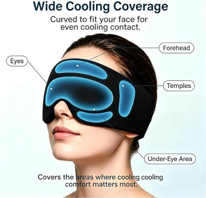 Cooling Gel Eye Mask for Puffy Eyes, Migraine & Headache Relief, Full Eye-Area Cold Compress for Eyes & Temples, FSA Eligible HSA Reusable Eye Ice Pack for Swelling & Post-Surgery Recovery