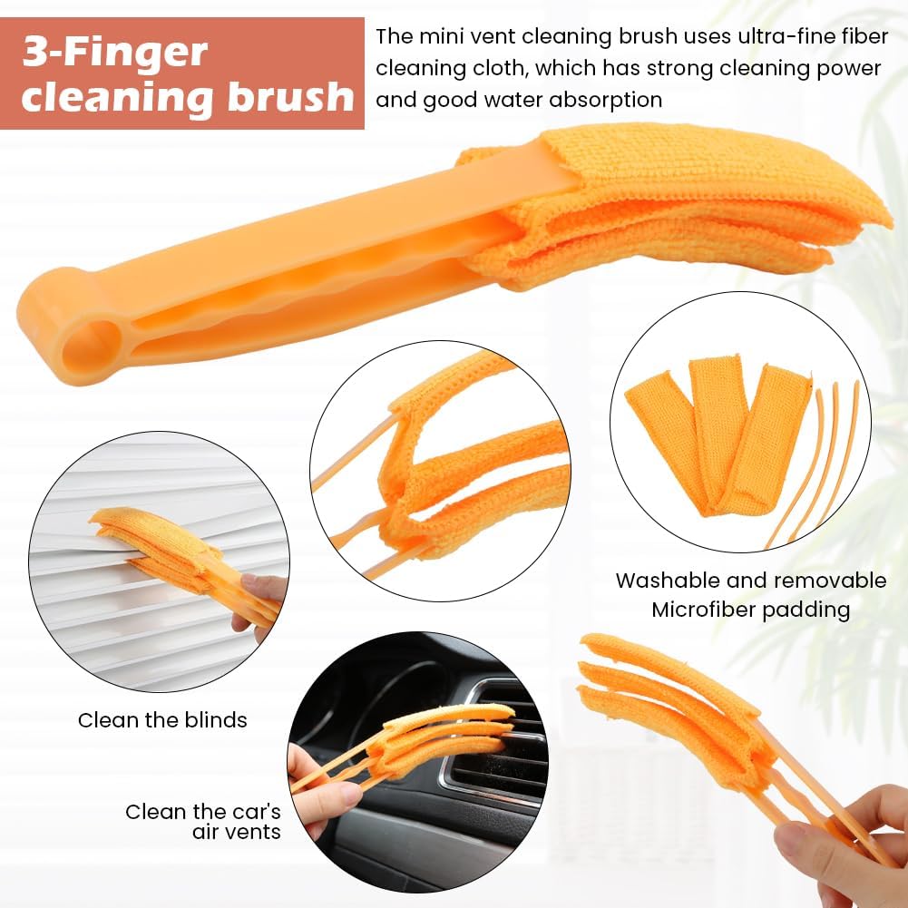 5Pcs Window Blind Cleaning Set, Washable 7 Fingers Duster Brush | Dusting Cleaner Tool, Blinds Air Conditioner Keyboard Fan Duster Dirt Housekeeping Tool
