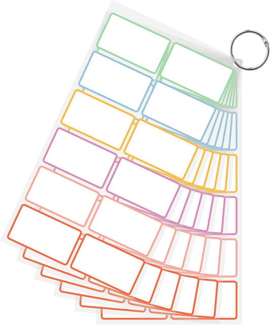PPB Dry Erase Labels Stickers, Reusable Waterproof Removable Notes for Storage Bins, Freezer, Kitchen, Classroom, Whiteboard, All Purpose Use (1.2”x 2”, Multicolor, 60 Dots)