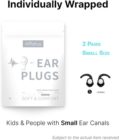 Afflatus Kids Ear Plugs for Sleep and Noise, Small Size, Skin-Soft, 26dB