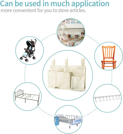 Bseash Bunk Bed Organizer, Bedside Caddy Hanging Bed Organizer Storage Bag 8 Pockets, for College Dorm Rooms Bed, Hospital Bed, Baby Bed Rails, 600D Oxford Cloth