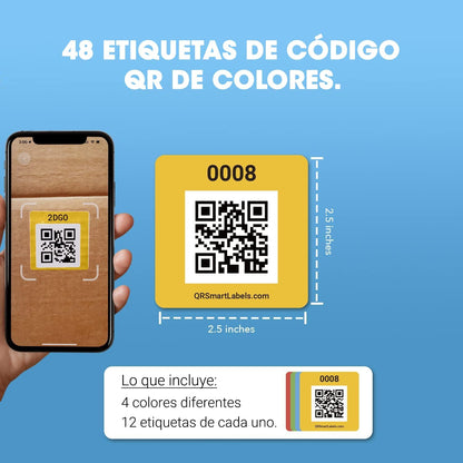 QR Code Stickers with AI Photo Analysis App - Auto-Creates Item Descriptions - No Typing - Made in USA - QR Code Labels for Storage & Inventory Tracking, Organization & Moving, Pack of 48