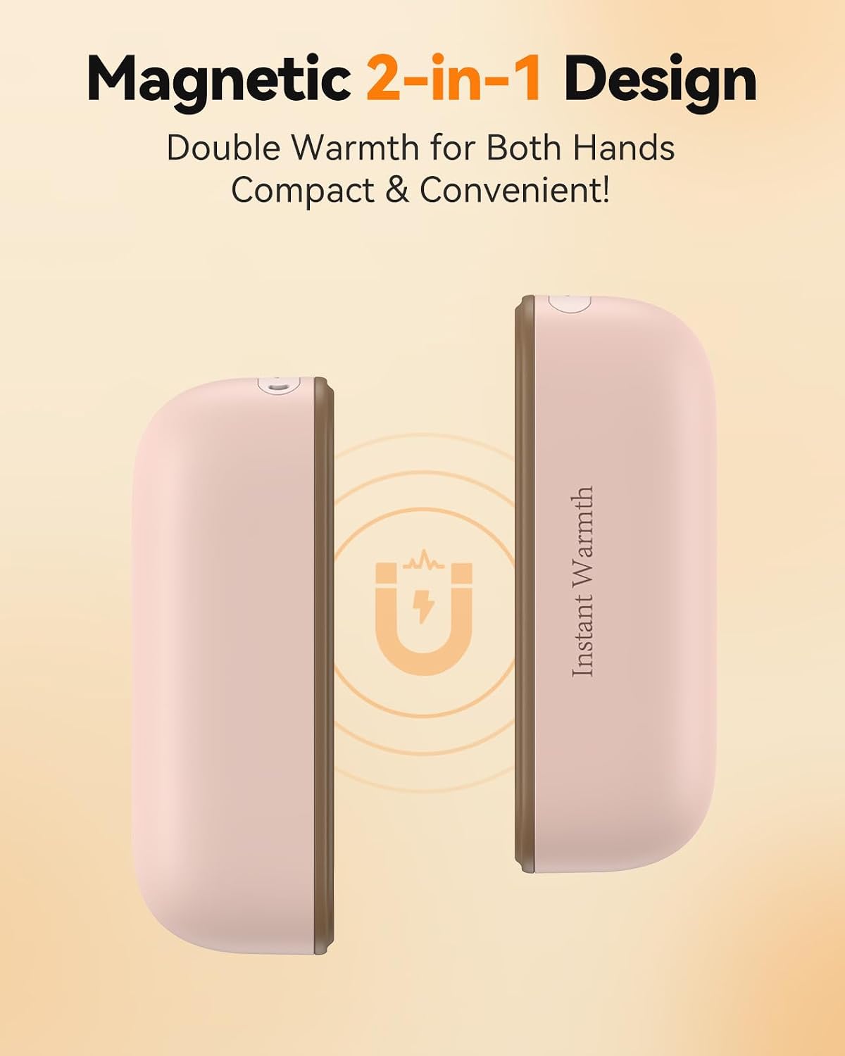 2 in 1 Hand Warmers Rechargeable, Magnetic Electric Hand Warmer 8000mAh USB-C, 3 Heat Levels up to 140°F, Quick Heating Portable Hand Warmers, Gifts