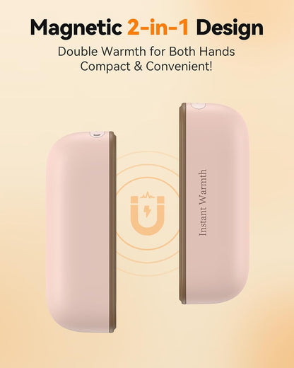 2 in 1 Hand Warmers Rechargeable, Magnetic Electric Hand Warmer 8000mAh USB-C, 3 Heat Levels up to 140°F, Quick Heating Portable Hand Warmers, Gifts