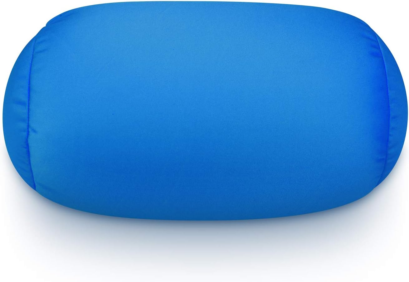 Squishy Microbead Neck Pillow, 7Inch x 12Inch Soft Travel Body Bed Pillow Bean Pillow for Kids Adult Chair Sleeping Car Seat, Fun Dormroom (Sky Blue)