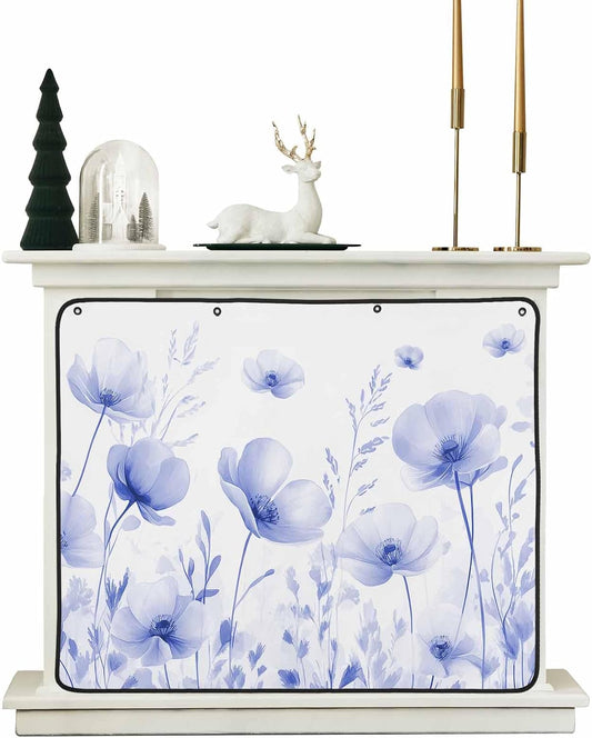 Magnetic Fireplace Cover Vintage Floral Fireplace Screen Decorative Watercolor Flower Leaves Insulation Fireplaces Blocker Blanket Save Energy Fireplaces Draft Stopper Covers for Living Room 36x30