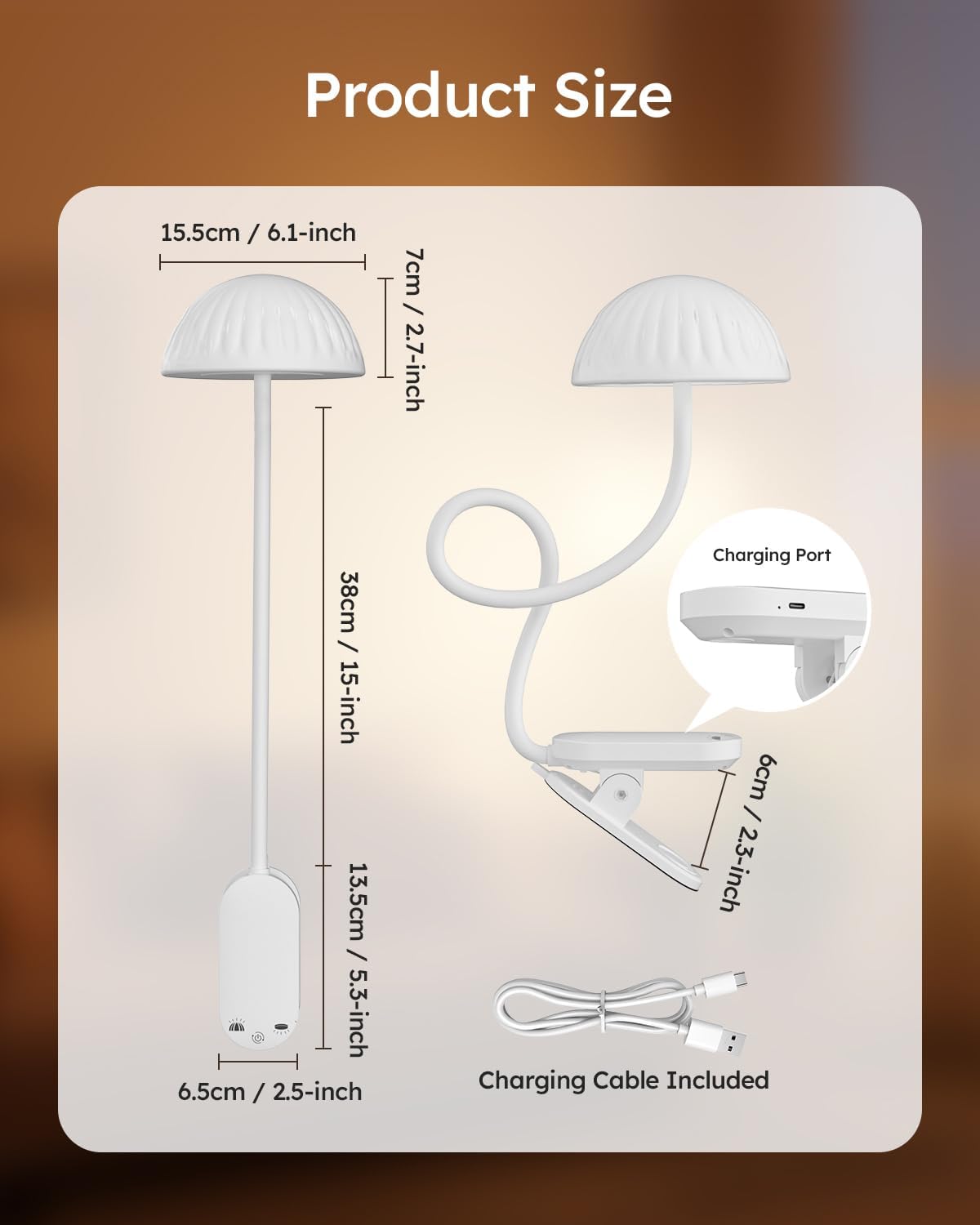 Rechargeable Clip On Lamp, Cordless Touch Control Desk Lamp with RGB Ambient Mode & 3000K–6000K Dimmable Book Reading Light, Portable Gooseneck Lamp Battery Operated Clamp On Table Bedside Headboard