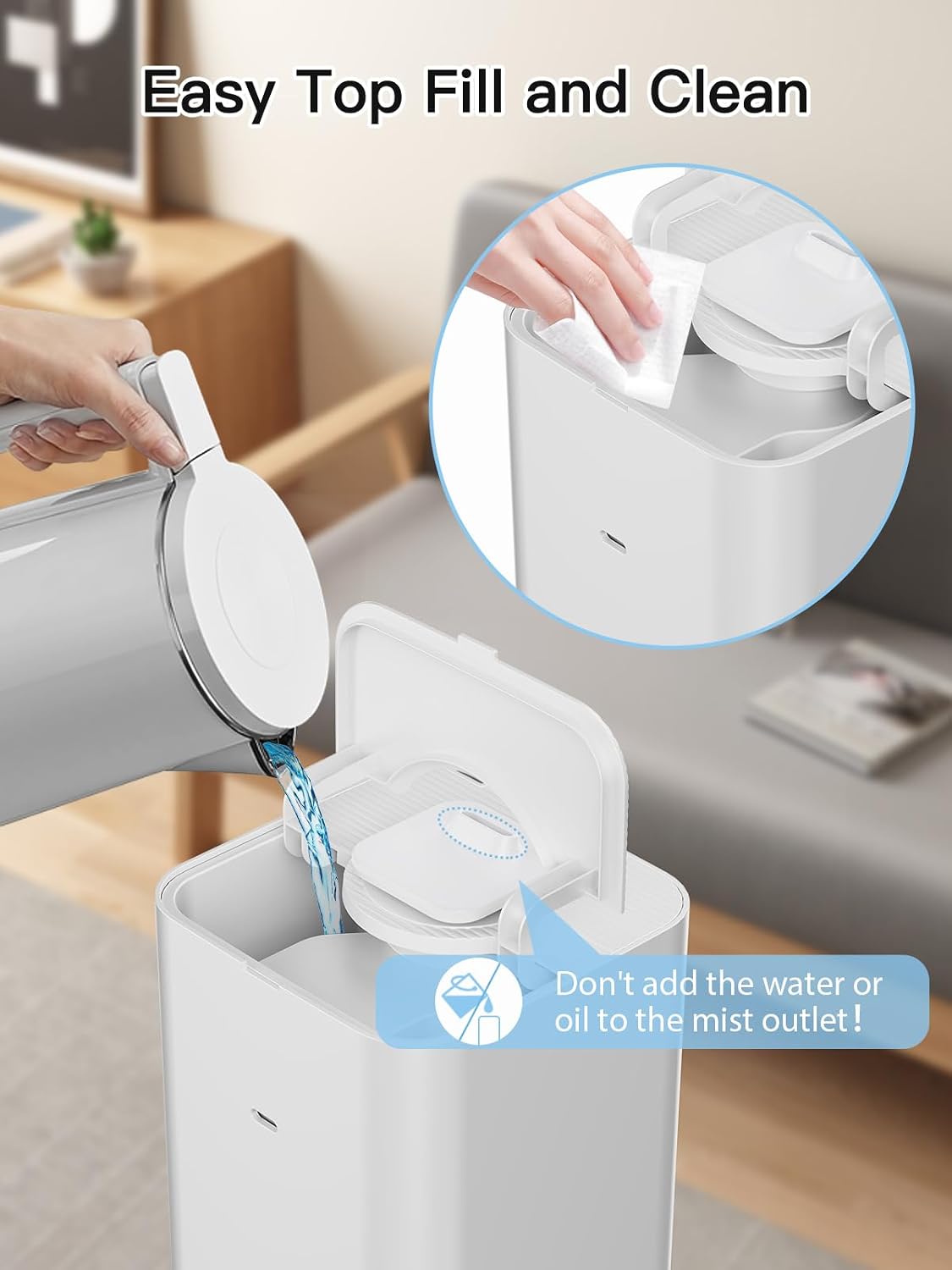 10L/2.64Gal Humidifier, Top Fill Quiet Ultrasonic Cool Mist Humidifiers for Bedroom, Covers 550ft², 60H Runtime, 24H Timer, 3 Mist Modes Humidifier Large Room, Home, Office, Plants, Black