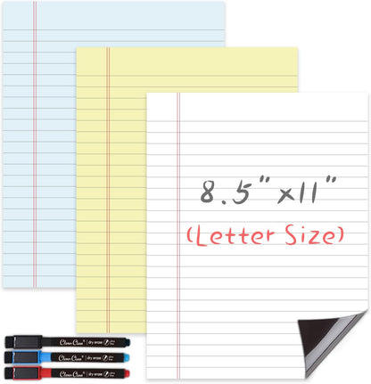 Magnetic Dry Erase Board – 8.5”x11” Reusable Lined Dry Erase List Board for Fridge 2 Pcs – Marker Included