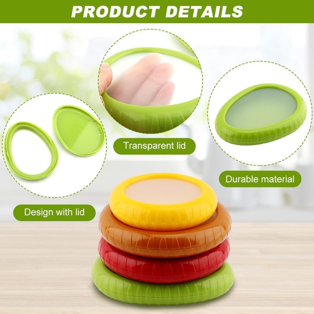 Set of 4 Reusable Fruit and Veggie Savers - Ideal for Avocados, Lemons,Tomatoes, Garlic, Onions, and More