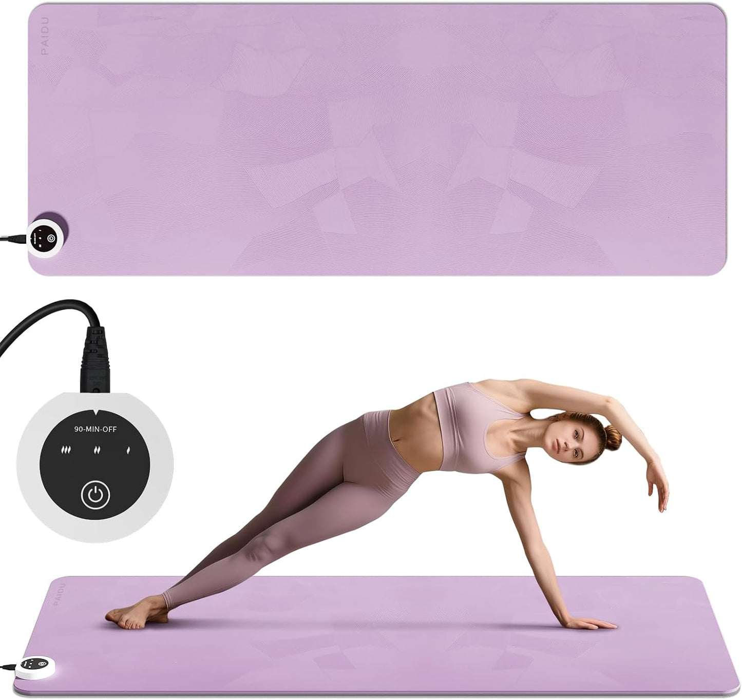 PAIDU Heating mat, Extra Large Anti Slip Electric Heating Yoga mat | Adjustable Temperature Heated Floor mat,Foot Warmer,Winter 120V Heated Rug Suitable for Yoga, Pilates,Exercise
