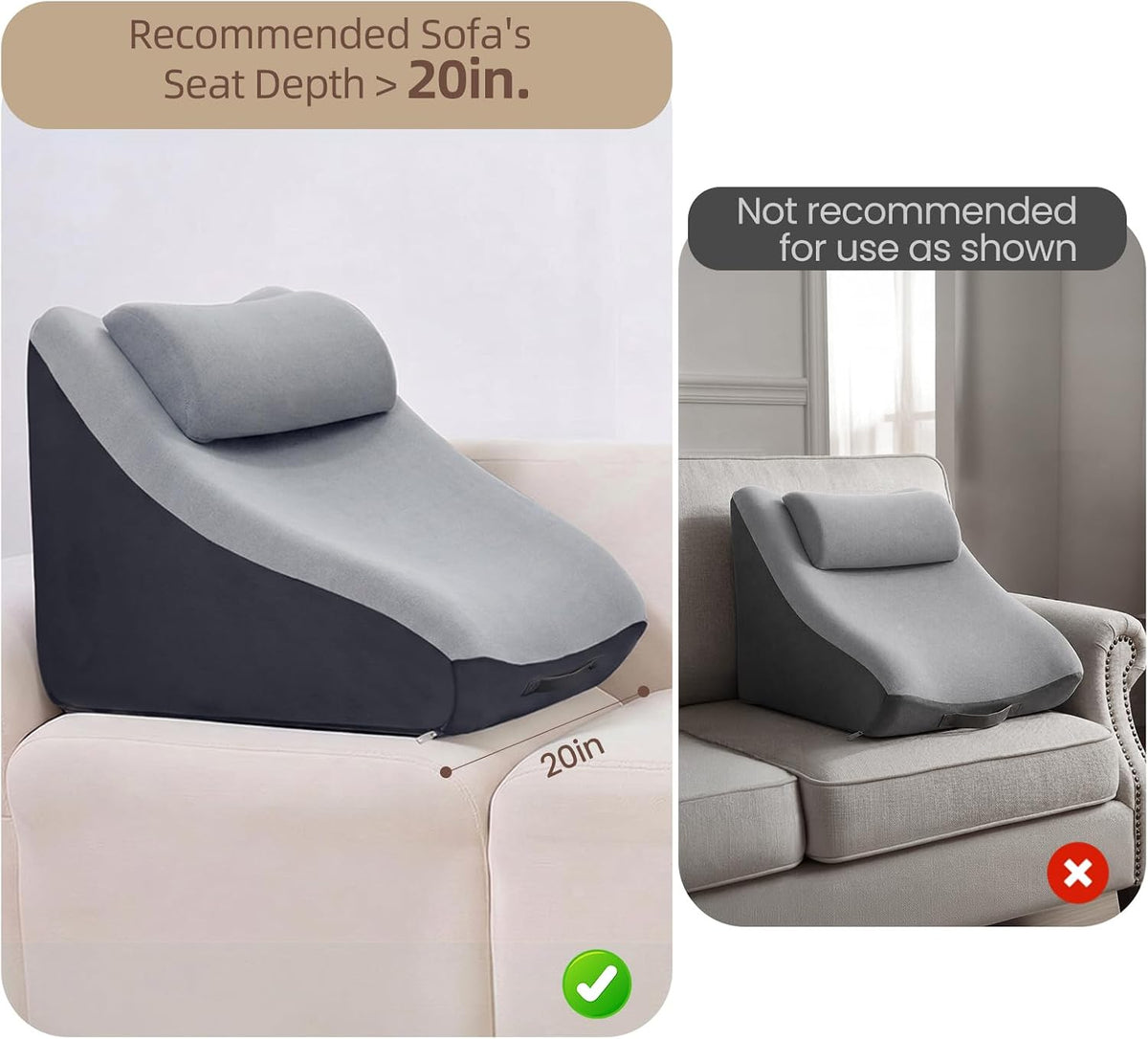 Vekkia 21” Back Rest Pillow with Dual-Layer Foam for Reclining and Sitting