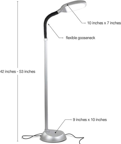 Brightech Litespan - Bright LED Floor Reading Lamp for Over Chair Crafts and Reading, Esthetician Light for Lash Extensions, Gooseneck Adjustable Standing Lamp for Living Room, Bedroom, Office - Black