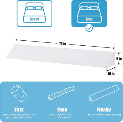 MEGCXIT King Bed Wedge Pillow for Headboard, 76"×10"×6", White