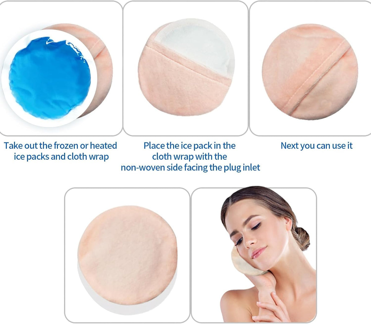 Small Round Ice Packs for Face (5 Pack) - Reusable Hot Cold Compress with Soft Fabric Sleeve, Stays Flexible When Frozen for Wisdom Teeth, Eye Surgery, Migraine, Facial Swelling & Dental Recovery