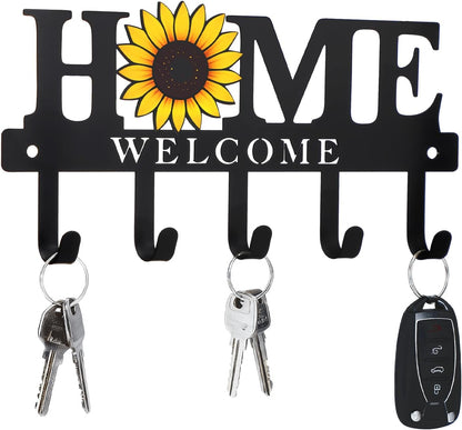 Key Holder Wall Mount Paw Print Metal Key Hooks Organizer Dog Leash Holder with 5 Hooks Rustic Farmhouse Decorative Welcome Home Wall Decor for Entryway Bathroom Dog Lover 9.8 Inch
