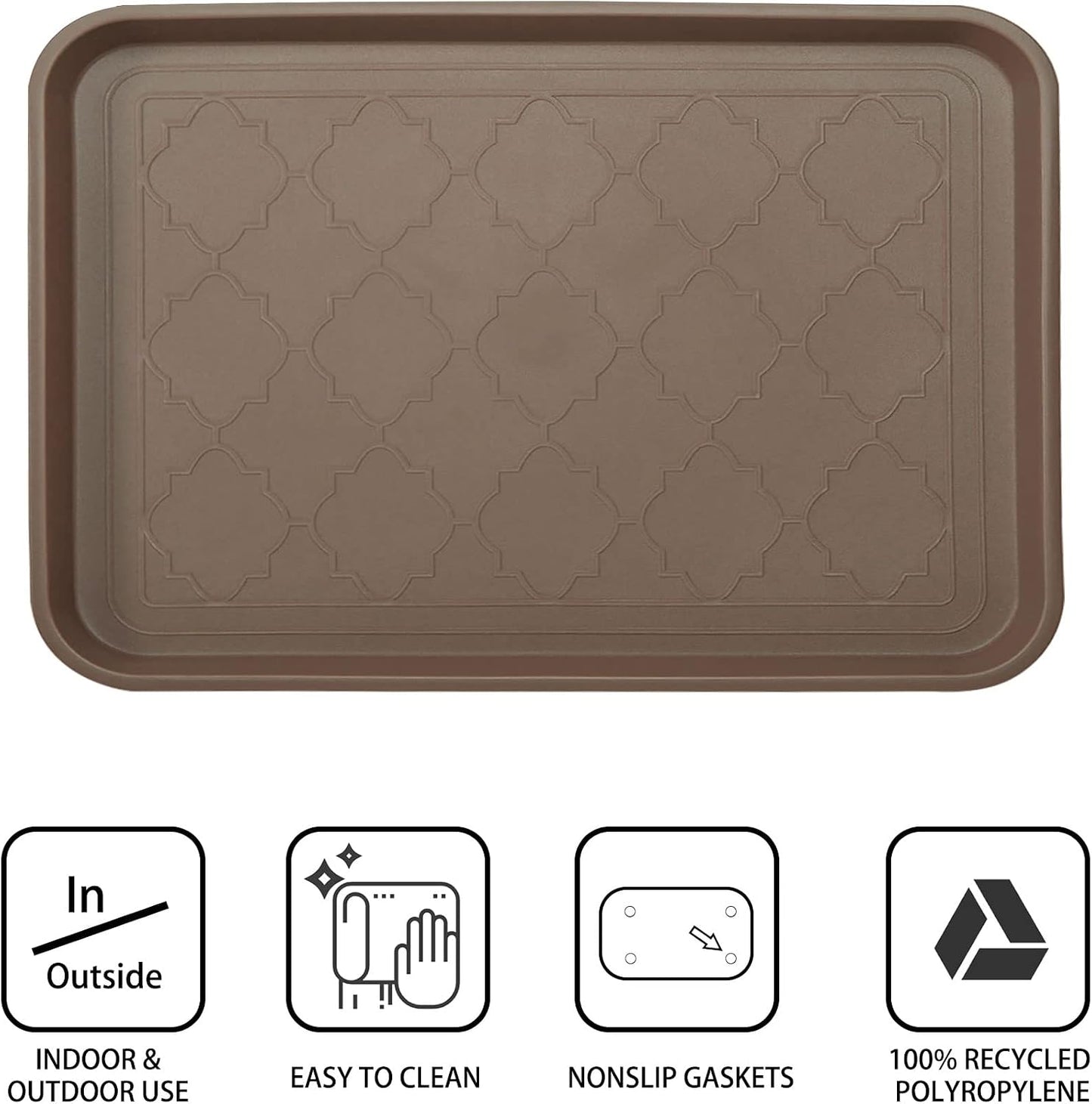WATANIYA PET Boot Tray for Entryway Indoor, Heavy Duty Shoe Mat Tray 2 Packs, 16.7"x12.8" Waterproof Shoes Trays with Raised Edge, Outdoor Multi-Purpose Mats for Boots, Garden, Pets