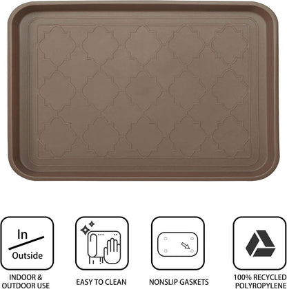 WATANIYA PET Boot Tray for Entryway Indoor, Heavy Duty Shoe Mat Tray 2 Packs, 16.7"x12.8" Waterproof Shoes Trays with Raised Edge, Outdoor Multi-Purpose Mats for Boots, Garden, Pets