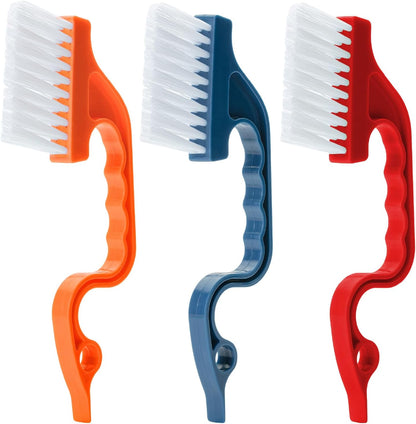 Slick- Window Track Cleaning Brush, 2 Pack, Yellow/Purple Ergonomic Handle, Built-in Scraper, Multipurpose, Window Track Cleaning Tools
