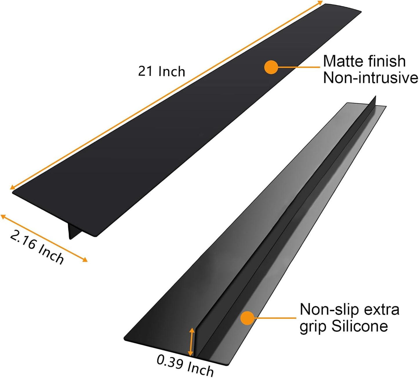 Silicone Stove Gap Covers Strips for Kitchen Stove Top Guard Easy Clean Heat Resistant Filler Counter Washer & Dryer Between 2 Pcs 21 Inch Black