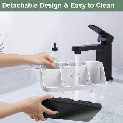 GFWARE Black Toothbrush Holder - 7 Slots Bathroom Organizer Countertop with Drainage Matte Black Electric Toothbrush and Toothpaste Holder for Bathroom Accessories Organization Vanity Sink Storage | Detachable 7 Slots Matte Black Kid Electric Toothbrush