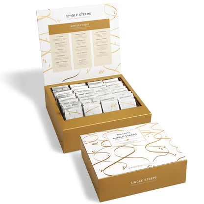 Tea Forte Single Steeps Tea Sampler, Lotus, 15 Pouches | 15 Single Serve Loose Leaf Bags - Premium Handcrafted Tea Blends - Giftable Presentation Box