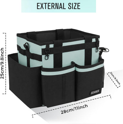 SCAVATA Compact Wearable Cleaning Caddy with Handle & Shoulder Straps | Small Cleaning Supplies Organizer, Under Sink & Car Cleaning Tools Storage Bag for Housekeepers Cleaners, Black