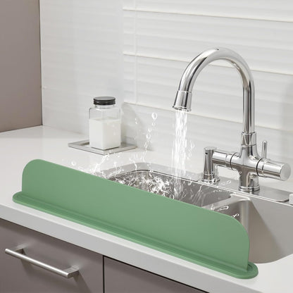 19.3 inch Silicone Sink Splash Guard, Splash Guard for Kitchen Sink Area, Backsplash Protector for Kitchen Countertop & Bathroom Bathtub with Non-Slip Strong Suction, White