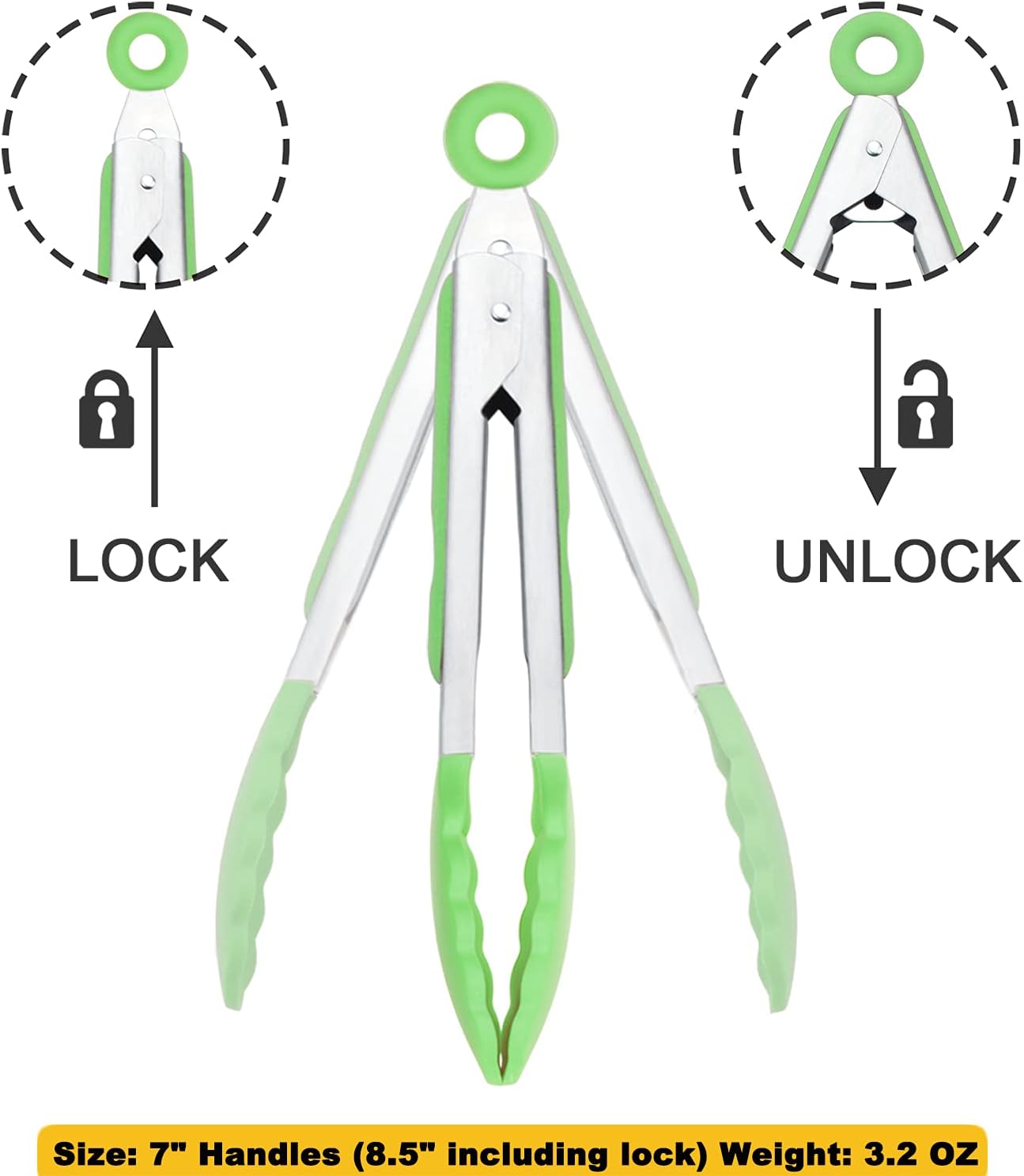 HINMAY Mini Tongs with Silicone Tips 7-Inch Serving Tongs, Set of 3 (Red Blue Green)