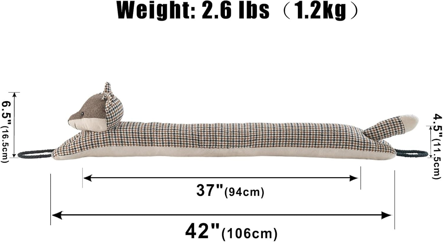 Under Door Draft Stopper Decorative Wind Stopper 36 inch for Door & Window, Weighted Animal Air Draft Stopper for Bottom of Door with Hanging Loops - Brown Dog
