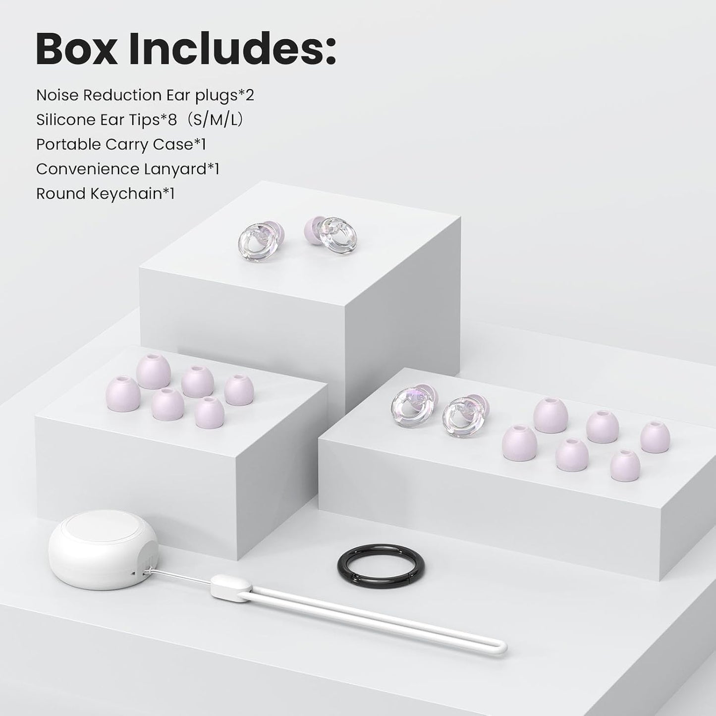 JUSTRVN Ear Plugs for Concert, 2 Pairs of Noise Reduction Earplugs 25dB-30dB with 8 Ear Tips&Carry case,Reusable Hearing Protection earplugs for Sleep,Social,Work,Focus&Noise Sensitivity
