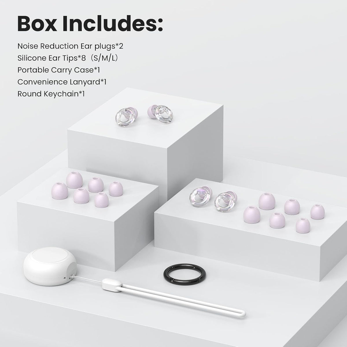 JUSTRVN Ear Plugs for Concert, 2 Pairs of Noise Reduction Earplugs 25dB-30dB with 8 Ear Tips&Carry case,Reusable Hearing Protection earplugs for Sleep,Social,Work,Focus&Noise Sensitivity