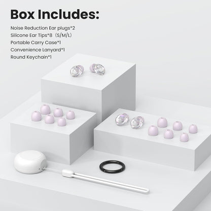 JUSTRVN Ear Plugs for Concert, 2 Pairs of Noise Reduction Earplugs 25dB-30dB with 8 Ear Tips&Carry case,Reusable Hearing Protection earplugs for Sleep,Social,Work,Focus&Noise Sensitivity