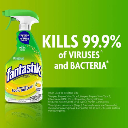 Fantastik All Purpose Cleaner, Multipurpose Surface Cleaner & Kitchen Grease Removal, Packaging Designed to Prevent Leakage and Breakage, Fresh Scent, 32 Fl Oz