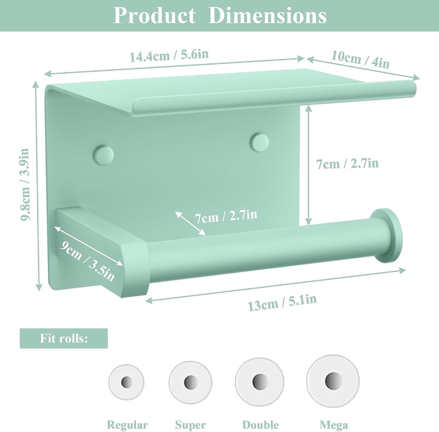 Toilet Paper Holder with Shelf Wall Mounted Toilet Paper Roll Dispenser | Heavy Duty Stainless Steel Brushed Nickel