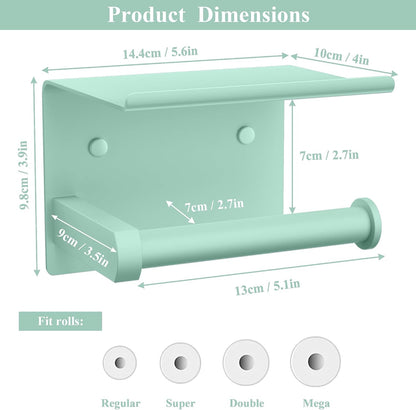 Toilet Paper Holder with Shelf Wall Mounted Toilet Paper Roll Dispenser | Heavy Duty Stainless Steel Brushed Nickel