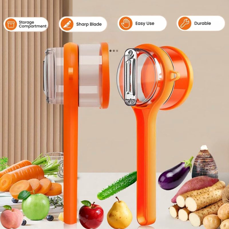 2PCS New Upgrade Fruit & Vegetable Kitchen Peeler with Storage Box -Safe and Efficient Double-Sided Sharp Stainless Steel Blade,Easy to Clean Peeler with Box Storage,Mess-Free Vegetable & Fruit Prep