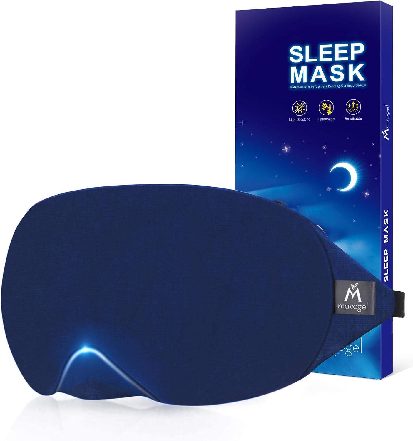 Mavogel Cotton Sleep Eye Mask, Light Blocking with Adjustable Nose Bridge | Updated Design, Soft and Comfortable Night Eye Mask for Men Women, Eye Blinder for Shift Work, Includes Travel Pouch, Grey
