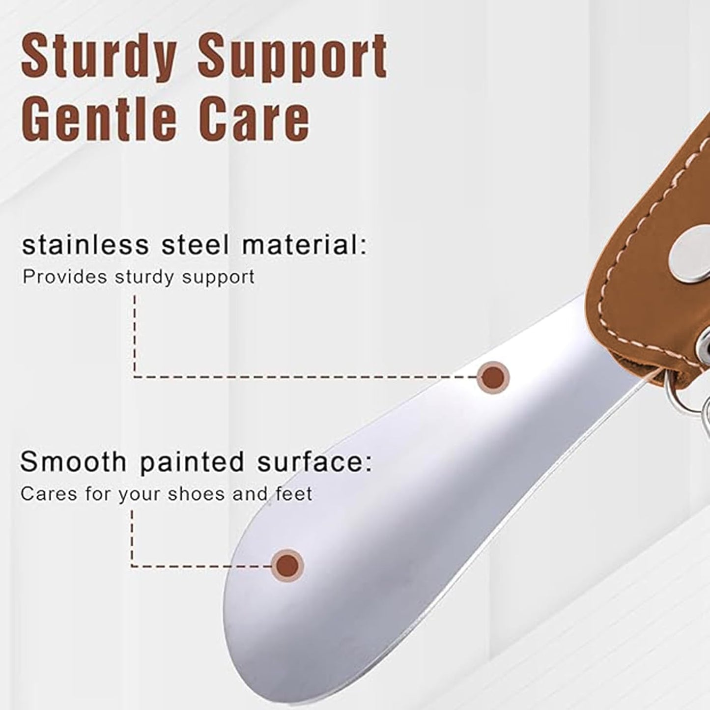 Metal Shoe Horn with Holster, 1 Pc Foldable Shoe Horn with Keychain, Travel Mini Stainless Steel Shoe Spoon