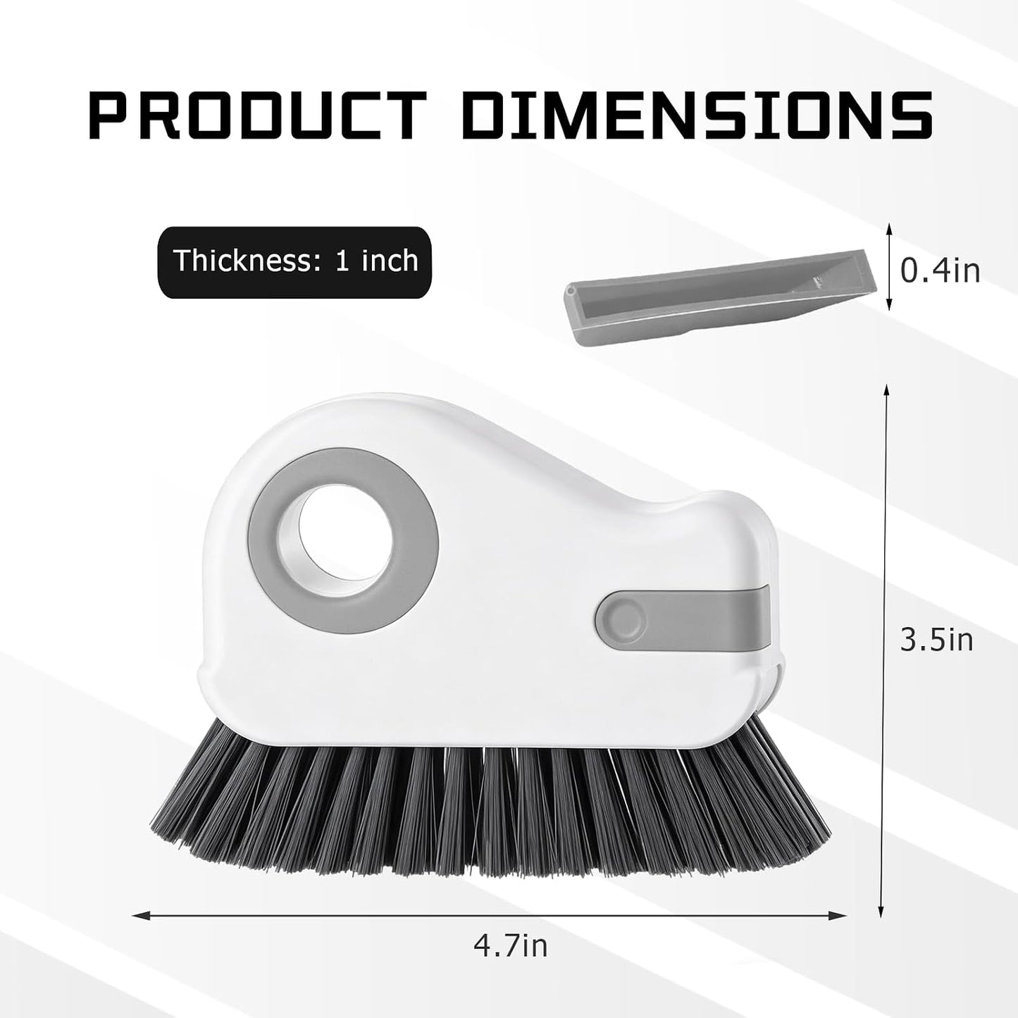 2 in 1 Groove Cleaning Brush, Multifunctional Window Track Cleaner with Hidden Scraper, Hard Bristle Grip Brush Sliding Door Cleaning Tool for Vehicle Home Office (Gray)