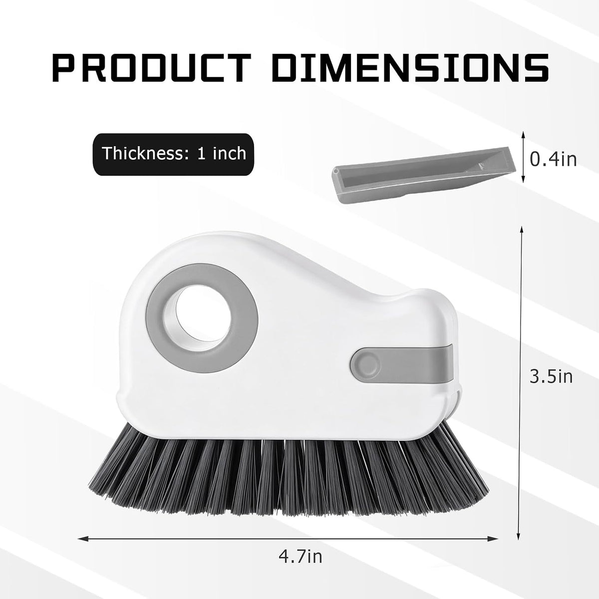 2 in 1 Groove Cleaning Brush, Multifunctional Window Track Cleaner with Hidden Scraper, Hard Bristle Grip Brush Sliding Door Cleaning Tool for Vehicle Home Office (Gray)