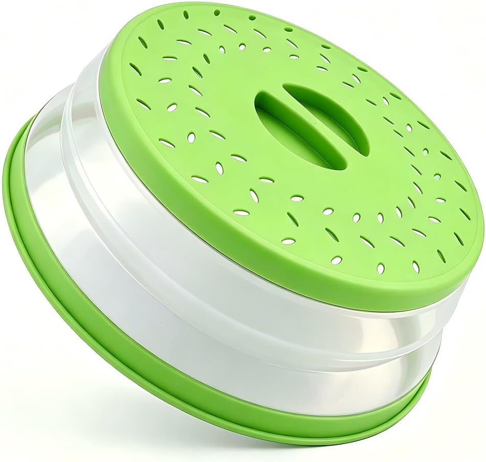 Collapsible Microwave Splatter Cover(Light purple, 10.5IN) | Microwave Plate Cover With Steam Vent，BPA-Free Silicone & Plastic
