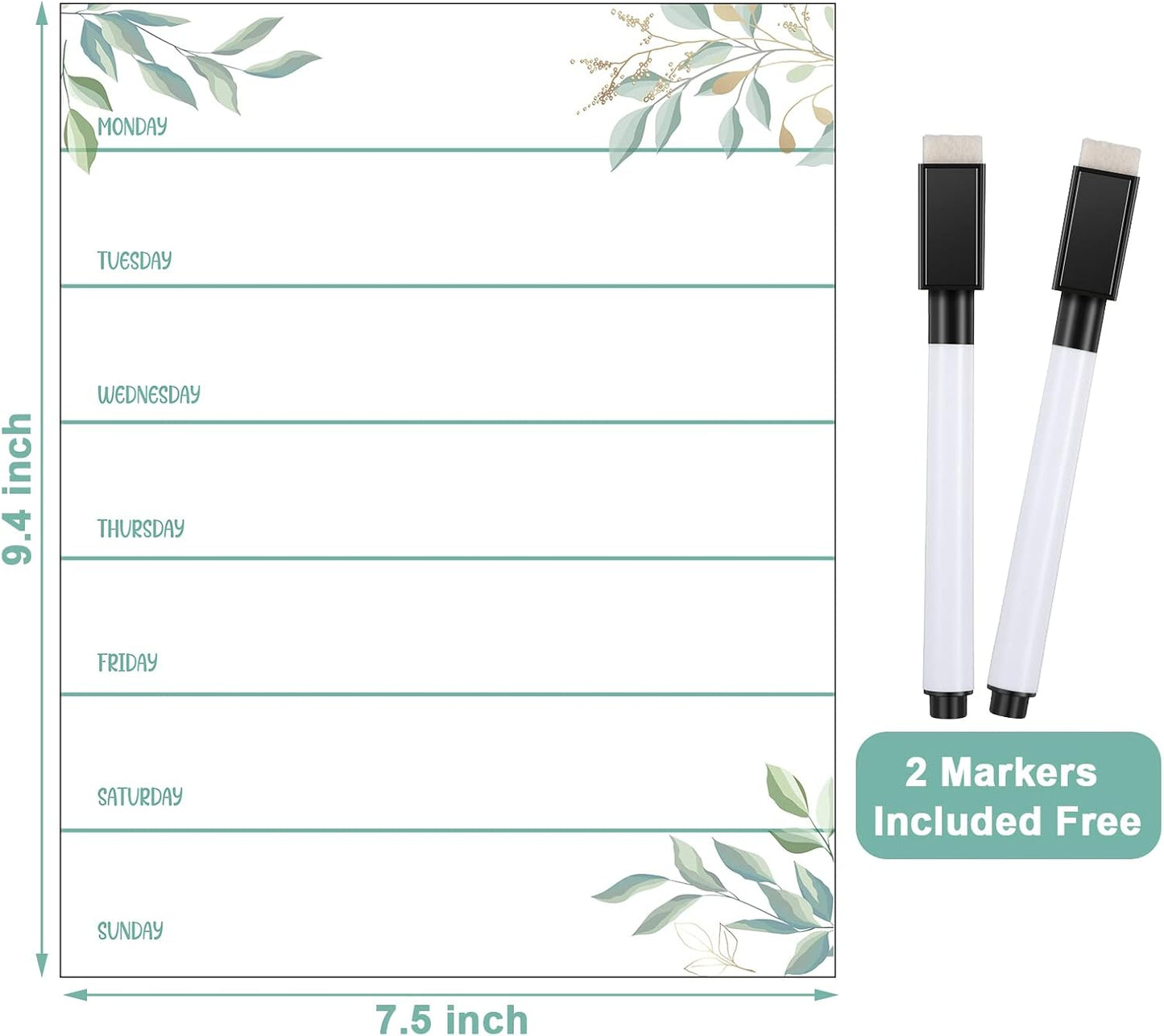 Outus 2 Pieces Magnetic Weekly Dry Erase Boards Erasable Weekly Calendars Whiteboard Planners with 2 Pieces Markers for Office, Home, School Supplies (Color 1, 9.4 x 7.5 Inch)